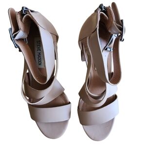Steve Madden Beige Nude Strappy Block Heel Sandals